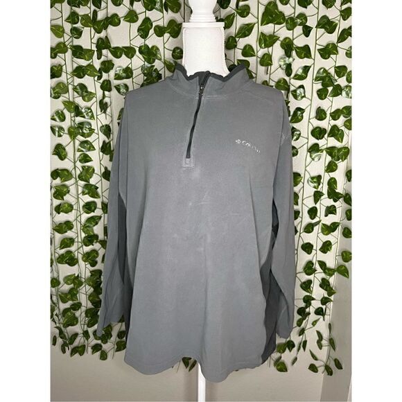 Columbia Gray Long Sleeve Mock Neck 3/4 Zip Pullover Fleece Jacket Size XXL - Picture 1 of 5
